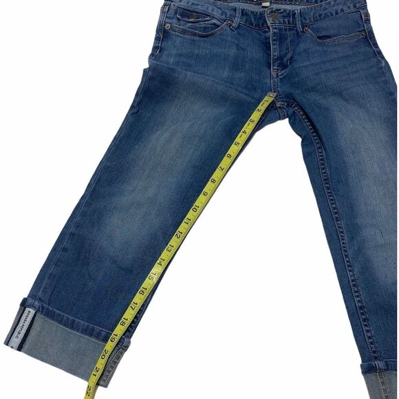 BANANA Republic Stretch Blue Cuff Cropp Jeans 28/6 - Picture 4 of 11